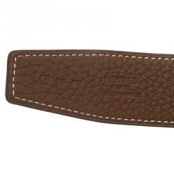 Pre Owned Hermes Black and Brown Leather H Buckle Reversible Belt 85 CM