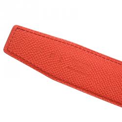 Pre Owned Hermes Red Leather H Logo Constance Reversible Belt 80 CM 