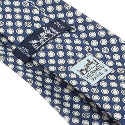 Pre Owned Hermes Blue & White Dot Printed Silk Tie