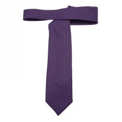Pre Owned Hermes Purple & Black H Printed Silk Tie