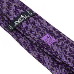 Pre Owned Hermes Purple & Black H Printed Silk Tie