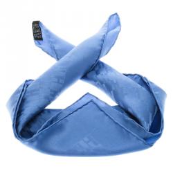 مملوكة مسبقًا Hermes Blue Silk Grand H Pocket Square 