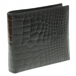 Hermes Black Alligator Bi Fold Wallet