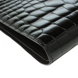 Hermes Black Alligator Bi Fold Wallet