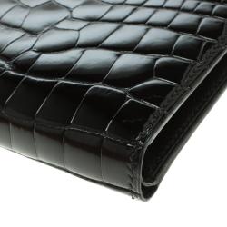 Hermes Black Alligator Bi Fold Wallet