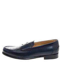 Hermes Dark Blue Alligator Leather Loafers Size 44