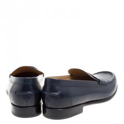 Hermes Dark Blue Alligator Leather Loafers Size 44