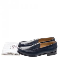 Hermes Dark Blue Alligator Leather Loafers Size 44