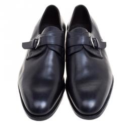 Hermes Black Leather Buckle Derby Size 43.5