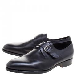 Hermes Black Leather Buckle Derby Size 43.5
