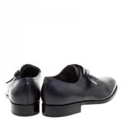 Hermes Black Leather Buckle Derby Size 43.5