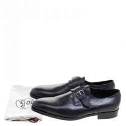 Hermes Black Leather Buckle Derby Size 43.5