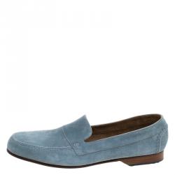 Hermes Slate Blue Suede Keep Moccasins Size 43