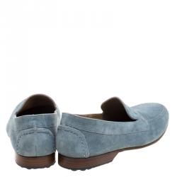 Hermes Slate Blue Suede Keep Moccasins Size 43