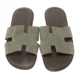 Hermes Grey Lizard Izmir Sandals Size 44