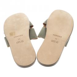 Hermes Grey Lizard Izmir Sandals Size 44