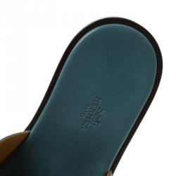 Hermes Teal Suede Izmir Sandals Size 44