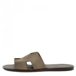 Hermes Light Brown Suede Izmir Sandals Size 43.5