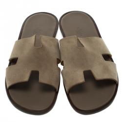 Hermes Light Brown Suede Izmir Sandals Size 43.5
