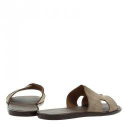 Hermes Light Brown Suede Izmir Sandals Size 43.5