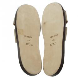 Hermes Light Brown Suede Izmir Sandals Size 43.5