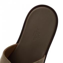 Hermes Light Brown Suede Izmir Sandals Size 43.5