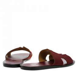 Hermes Maroon Suede Izmir Sandals Size 44