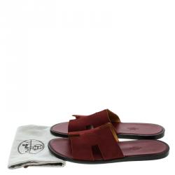 Hermes Maroon Suede Izmir Sandals Size 44