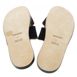 Hermes Navy Blue Suede Izmir Sandals Size 44