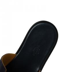 Hermes Navy Blue Suede Izmir Sandals Size 44