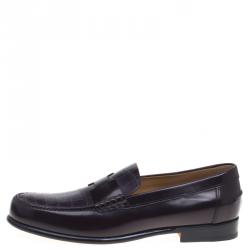 Hermes Dark Brown Croc Leather Loafers Size 44