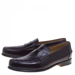 Hermes Dark Brown Croc Leather Loafers Size 44