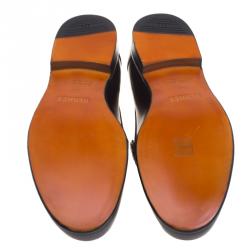 Hermes Dark Brown Croc Leather Loafers Size 44