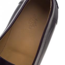 Hermes Dark Brown Croc Leather Loafers Size 44