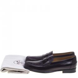 Hermes Dark Brown Croc Leather Loafers Size 44