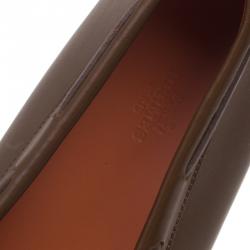 Hermes Brown Leather Leonard Tassel Moccasins Size 44