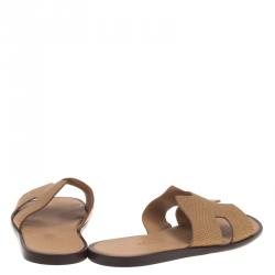 Hermes Honey Brown Lizard Izmir Sandals Size 44