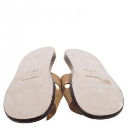 Hermes Honey Brown Lizard Izmir Sandals Size 44
