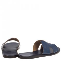 Hermes Indigo Blue Alligator Izmir Sandals Size 44