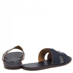 Hermes Denim Blue Alligator Izmir Sandals Size 43.5