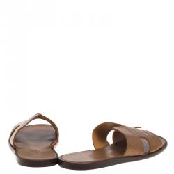 Hermes Light Brown Alligator Izmir Sandals Size 43.5