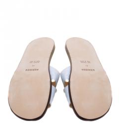 Hermes White Ostrich Izmir Sandals Size 44