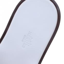 Hermes White Ostrich Izmir Sandals Size 44