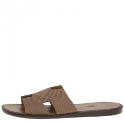 Hermes Beige Python Izmir Sandals Size 43.5