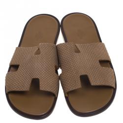 Hermes Beige Python Izmir Sandals Size 43.5