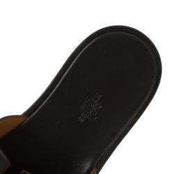 Hermes Dark Brown Leather Izmir Sandals Size 44.5
