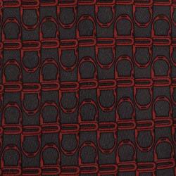 Pre Owned Hermes Grey and Red Printed Silk Tie