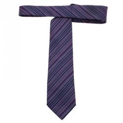 Pre Owned Hermes Purple Striped Silk Tie