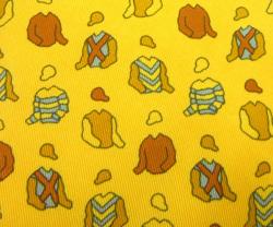 Pre Owned ربطة عنق هيرمس حرير أصفر طباعة جاكيت و كاب