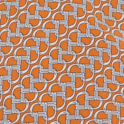 Pre Owned Hermes Orange Silk Printed Tie 